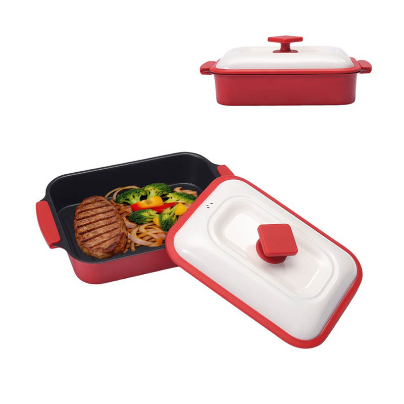 Magnetrongrillpan met grote capaciteit en deksel voor verwarming en koken