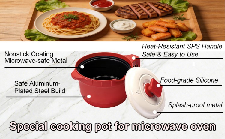 HeMaSe Glass Cover Microwave Grill Multi-Pot - Steam Vent Holes on Lid to Prevent Boil-Over and Sogginess