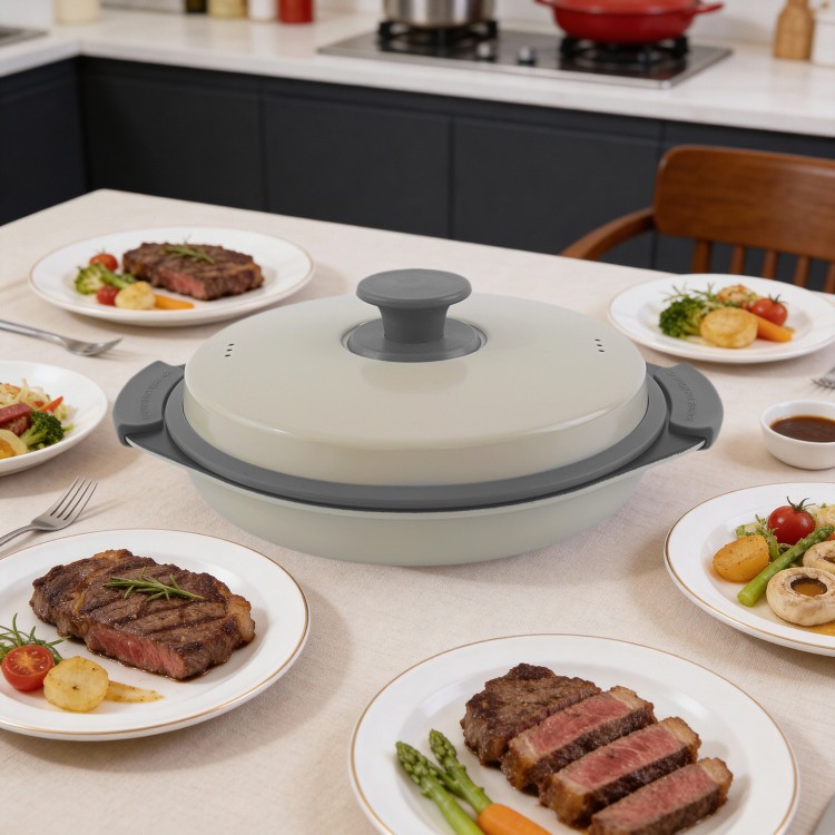 Magnetrongrill Multi-Pot voor koken met weinig olie en maaltijdbereiding