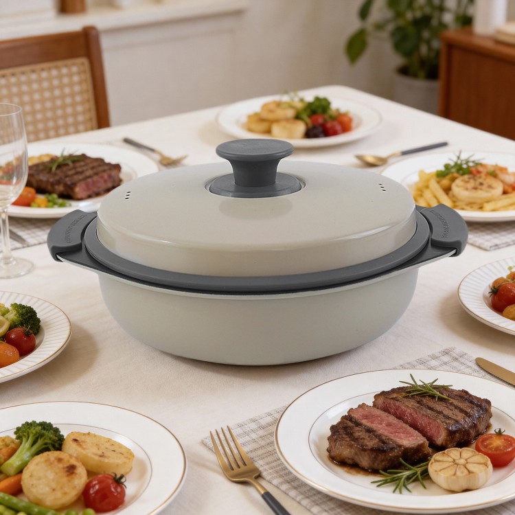Magnetrongrill Multi-Pot voor koken met weinig olie en maaltijdbereiding